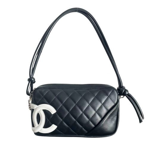 Vintage Chanel Cambon Pochette Shoulder Bag in Black and White | NITRYL