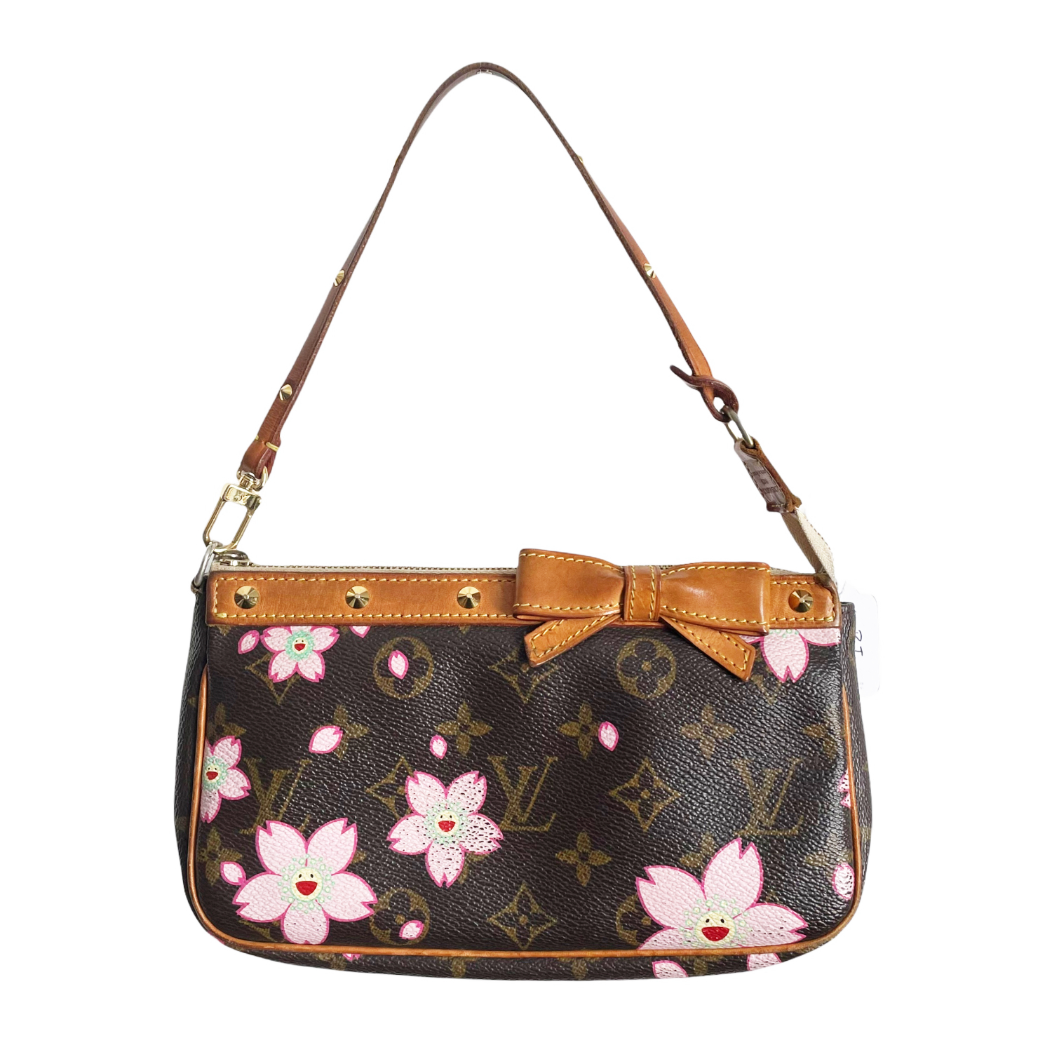 Vintage Louis Vuitton Takashi Murakami Flower Pochette Mini Shoulder Bag in Brown | NITRYL