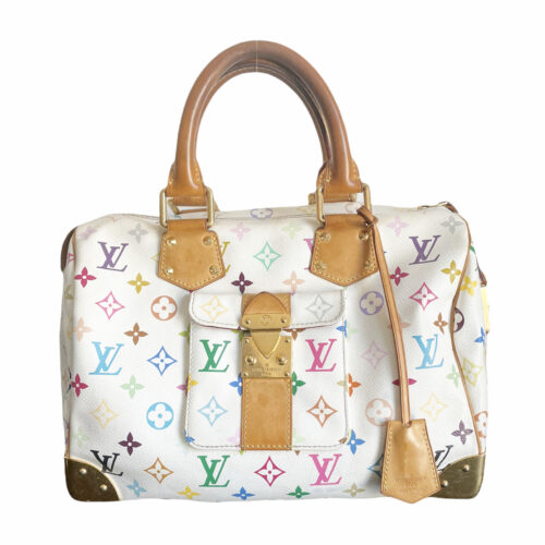 Vintage Louis Vuitton Murakami Multicolour Speedy Bag in White | NITRYL