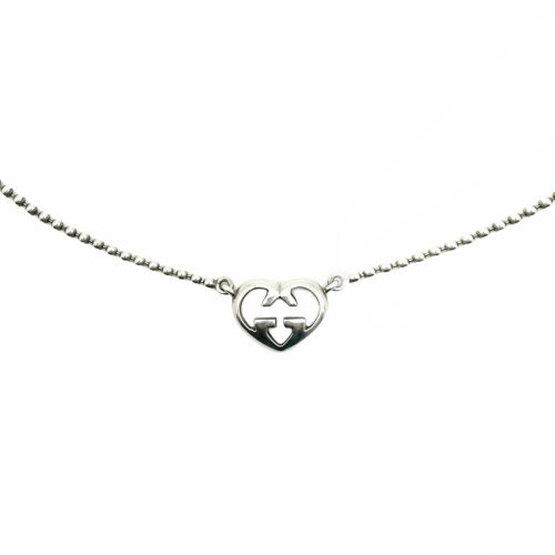 Vintage Gucci Logo Heart Pendant Necklace in Silver | NITRYL