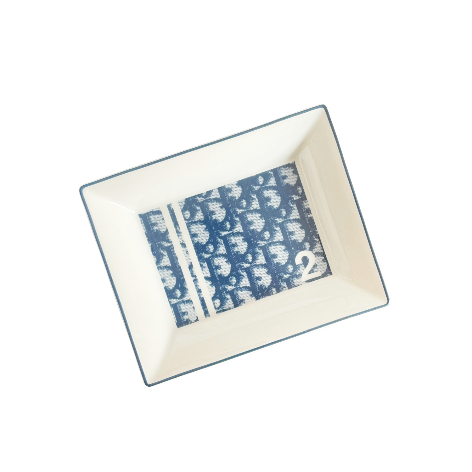 Vintage Dior Monogram Porcelain Tray Dish in Blue | NITRYL