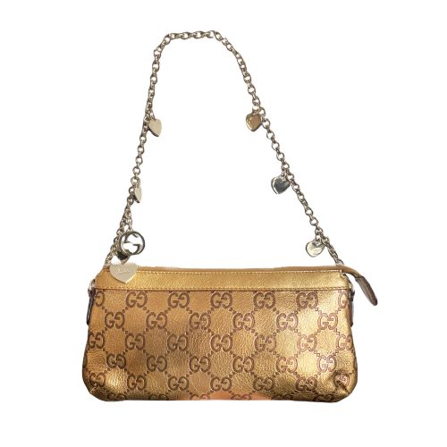 Vintage Gucci Monogram Mini Bag with Chain Strap in Bronze | NITRYL