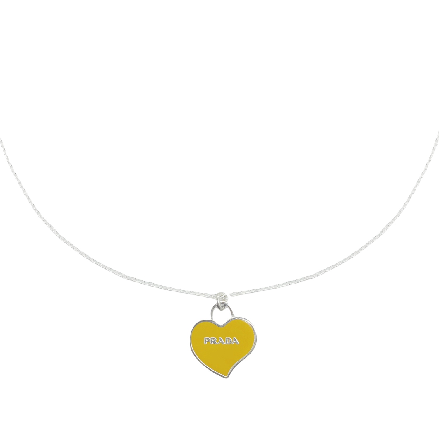 Reworked Prada Heart Pendant Necklace in Yellow and Silver | NITRYL