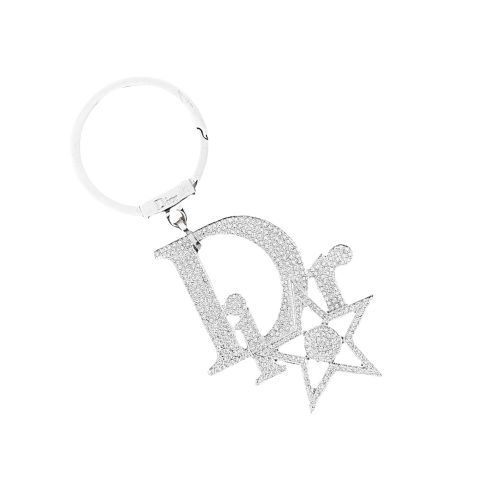 Vintage Dior Diamante Logo Keychain in Silver | NITRYL