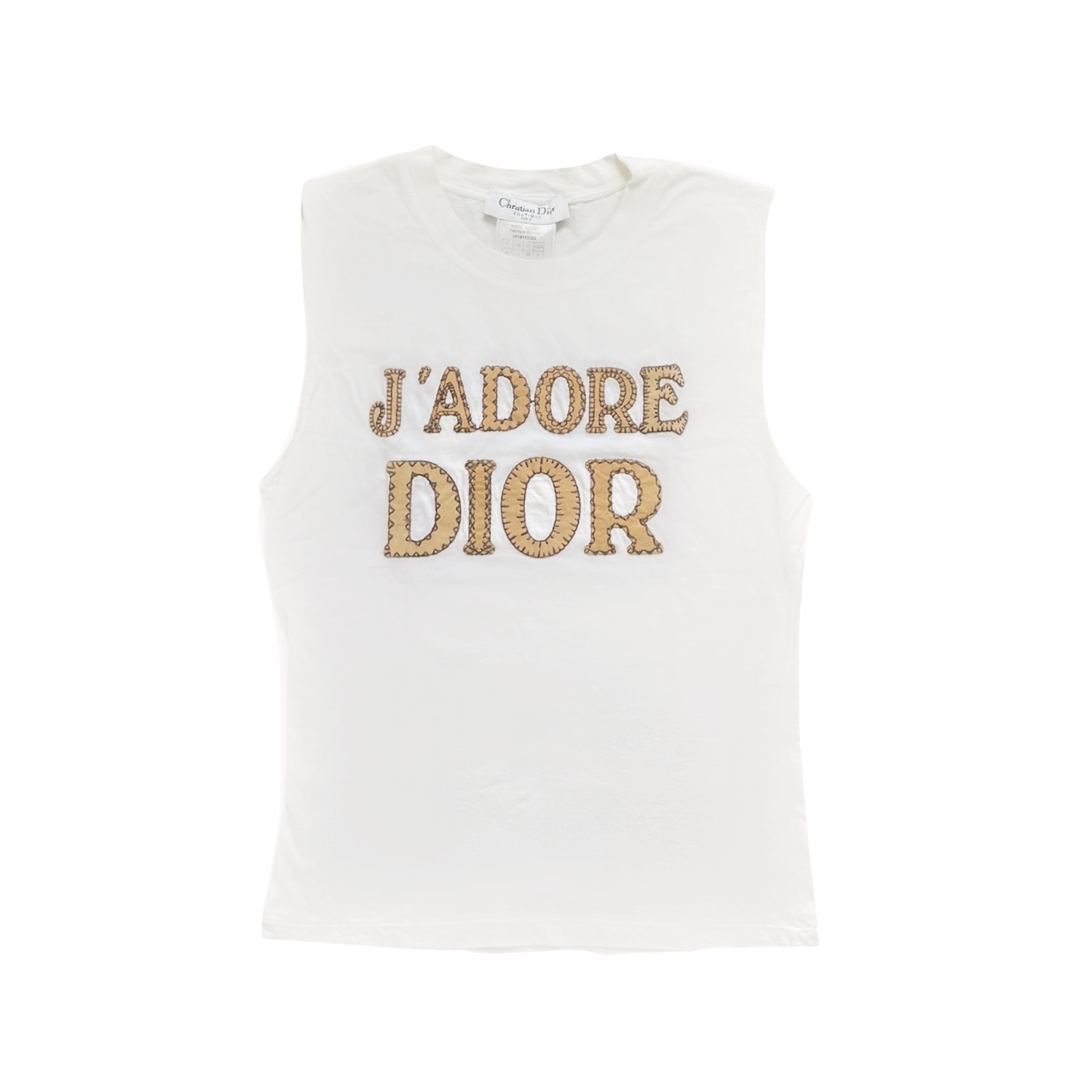 Vintage Dior 'J'Adore' Patchwork Vest Top in White UK 12 | NITRYL