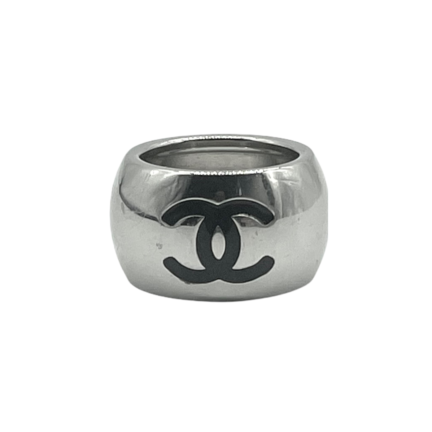 Vintage Chanel Chunky Logo Monogram Ring in Silver | NITRYL