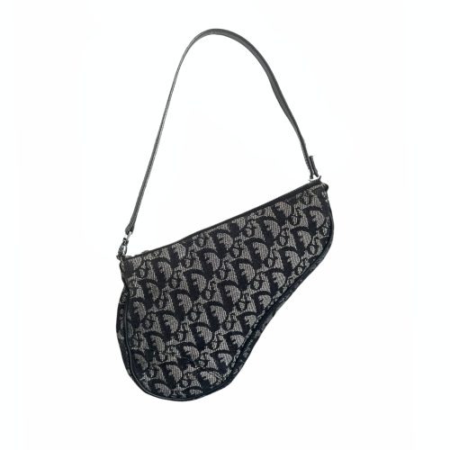 Vintage Dior Monogram Saddle Shoulder Bag in Black | NITRYL