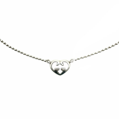 Vintage Gucci Interlocking Logo Heart Chain Necklace in Silver | NITRYL