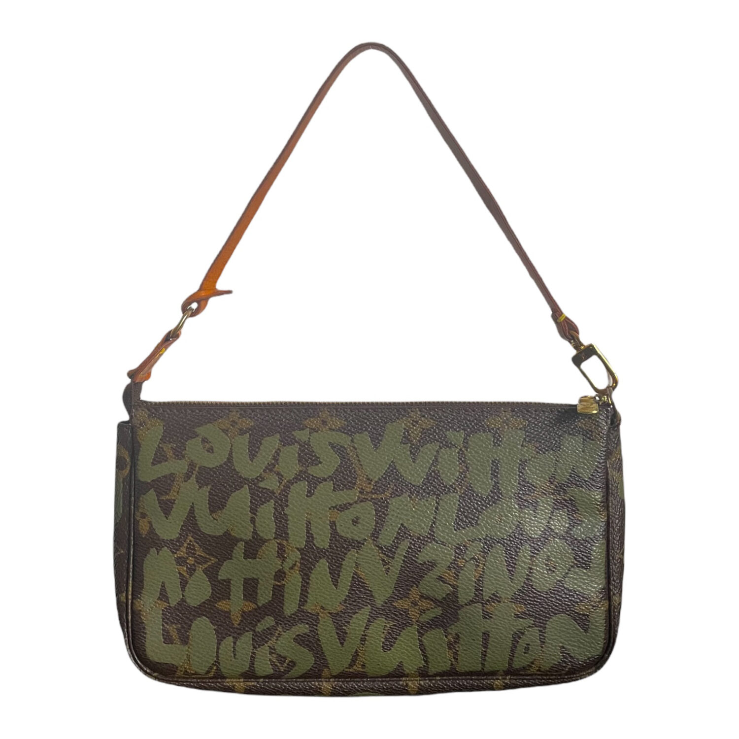 Vintage Louis Vuitton Stephen Sprouse Graffiti Pochette Mini Shoulder Bag in Brown and Khaki Green | NITRYL
