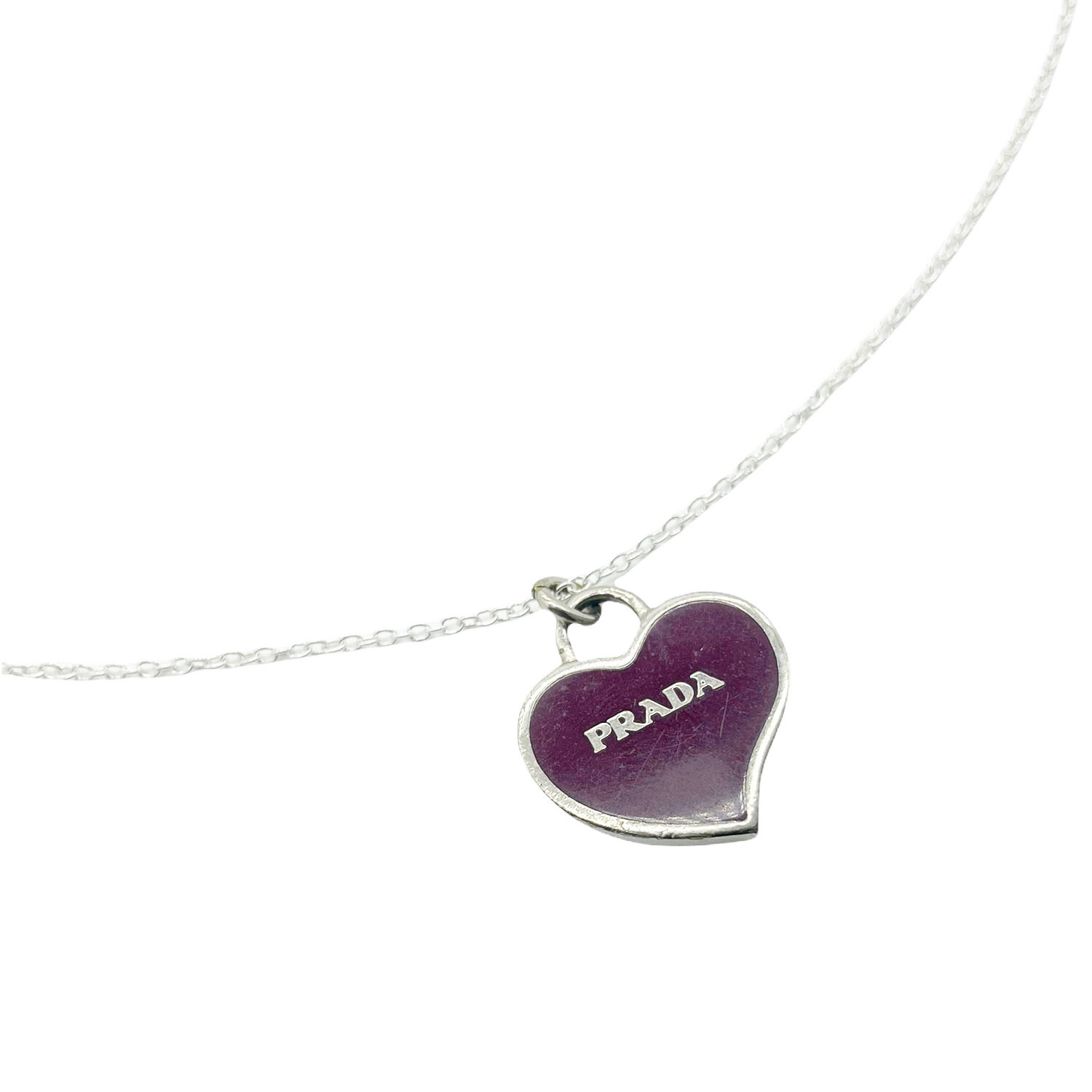 Prada Pink and Silver Logo Tag Necklace – Reluxe Vintage