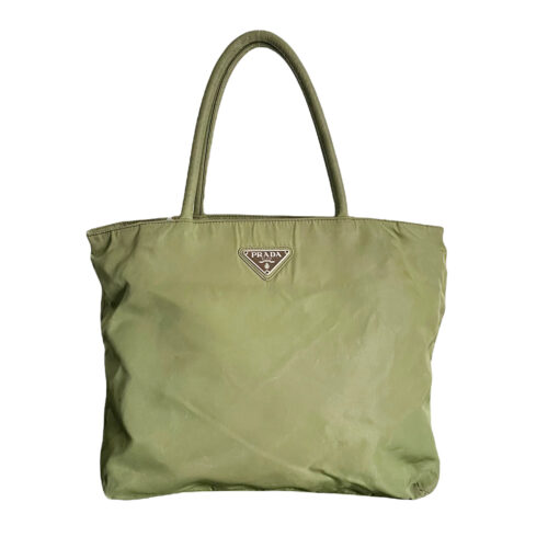 Vintage Prada Nylon Tote Shoulder Bag in Green | NITRYL