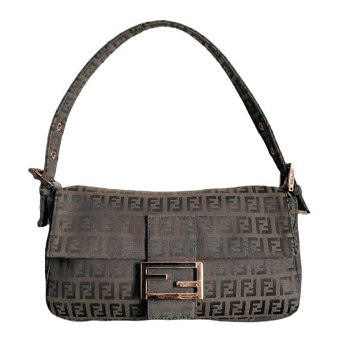 Vintage Fendi Monogram Shoulder Baguette Bag in Dark Brown and Copper | NITRYL