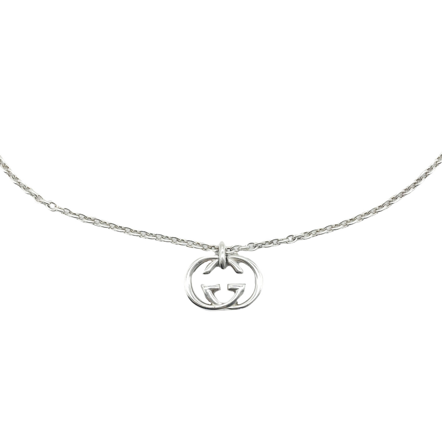 Vintage Gucci Interlocking Logo Chain Necklace in Silver | NITRYL