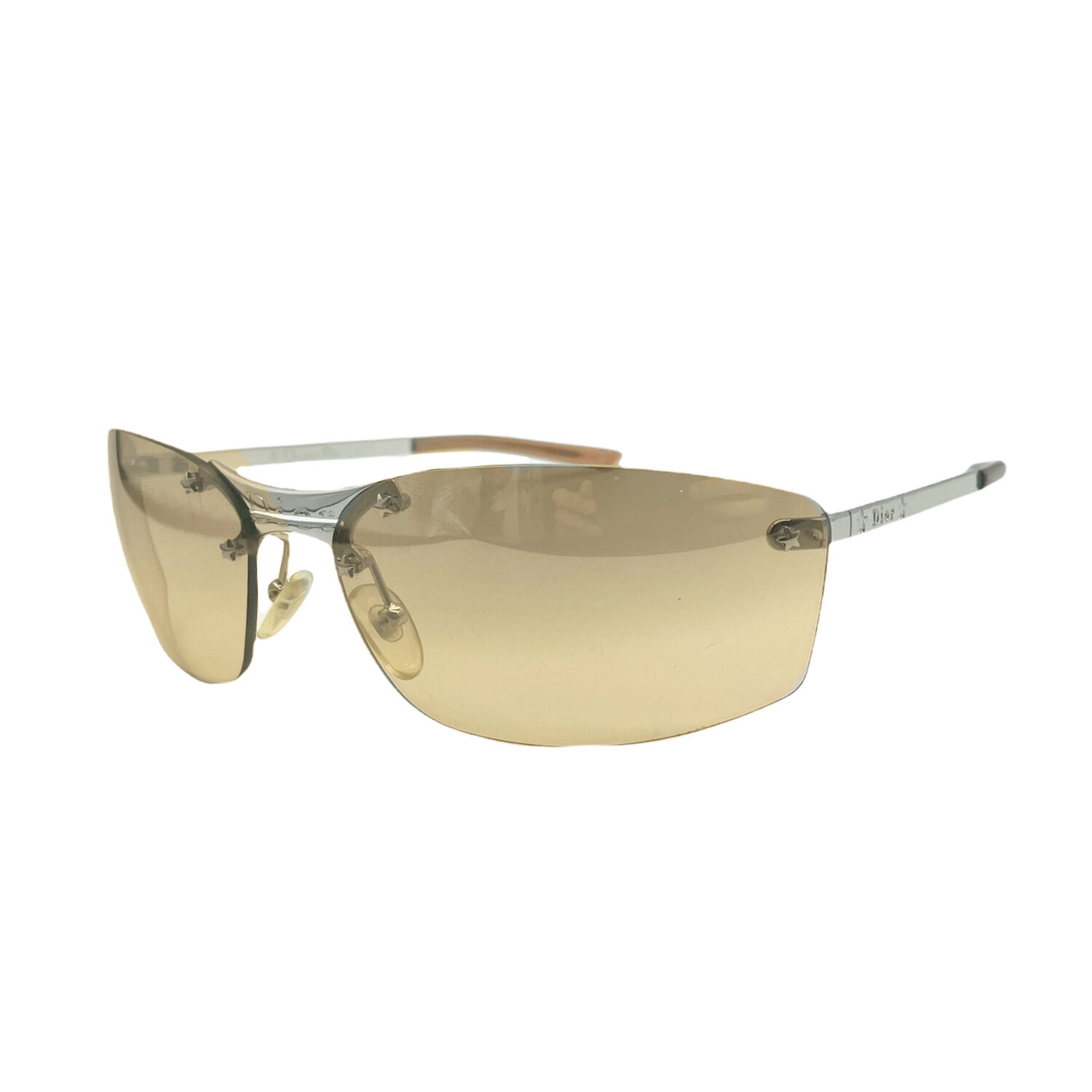 Vintage Dior Rimless Tinted Sunglasses in Tan and Silver | NITRYL
