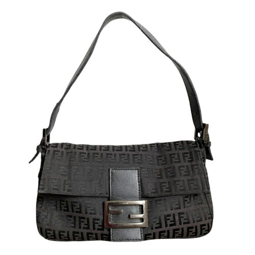 Vintage Fendi Monogram Shoulder Baguette Bag in Dark Brown/Black | NITRYL