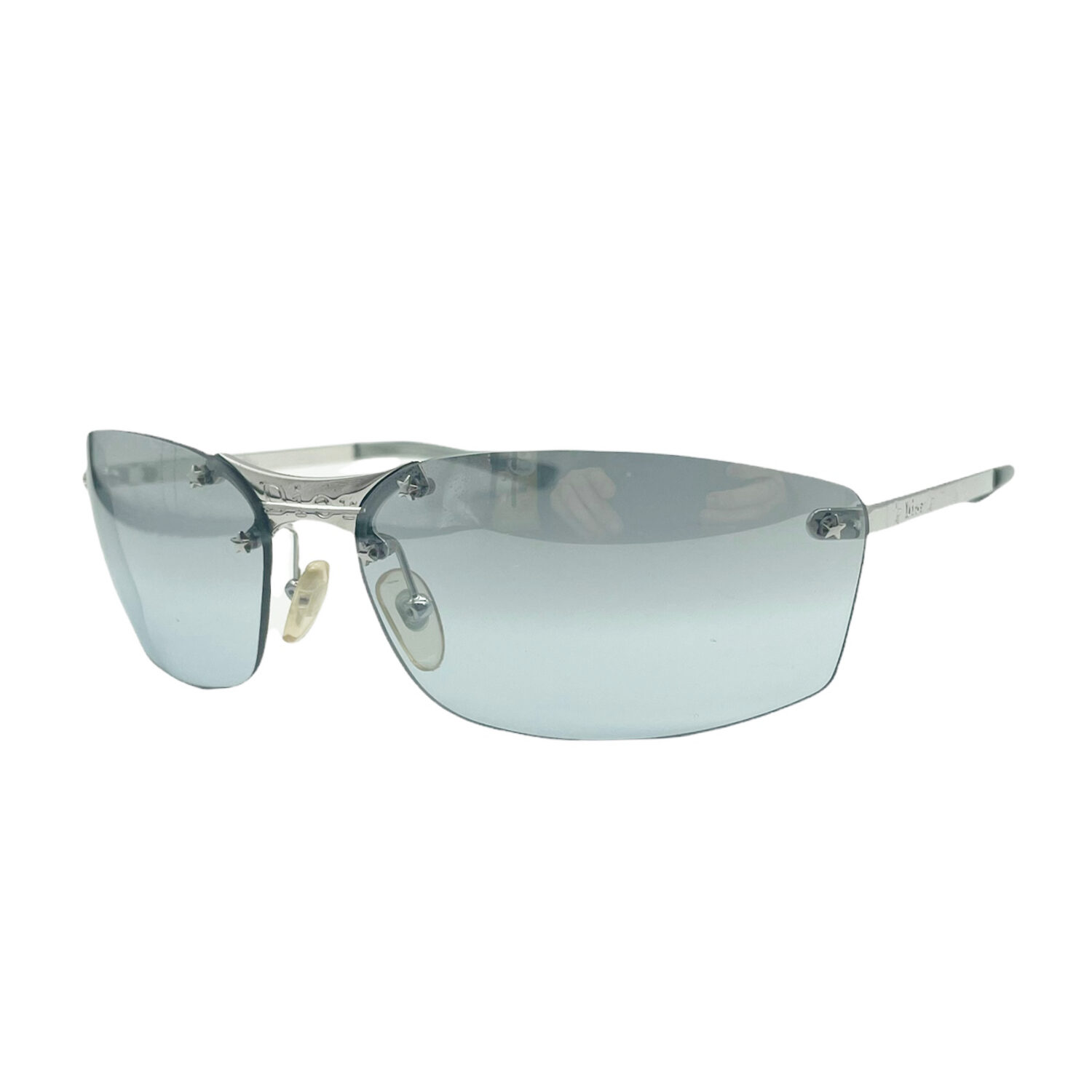 Vintage Dior Rimless Tinted Sunglasses in Baby Blue and Silver | NITRYL