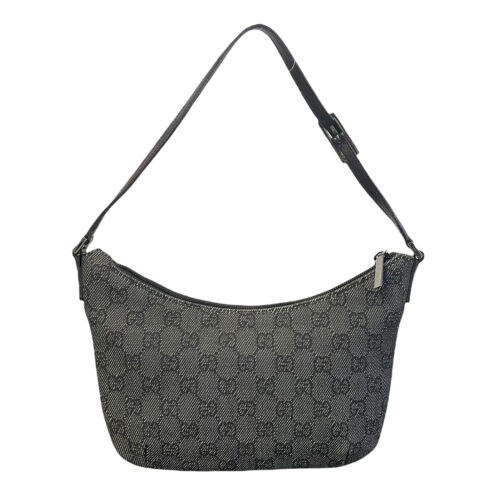 Vintage Gucci Monogram Crescent Shoulder Bag in Black/Grey | NITRYL