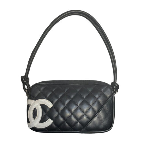 Vintage Chanel Quilted Cambon Shoulder Bag in Black and White | NITRYL