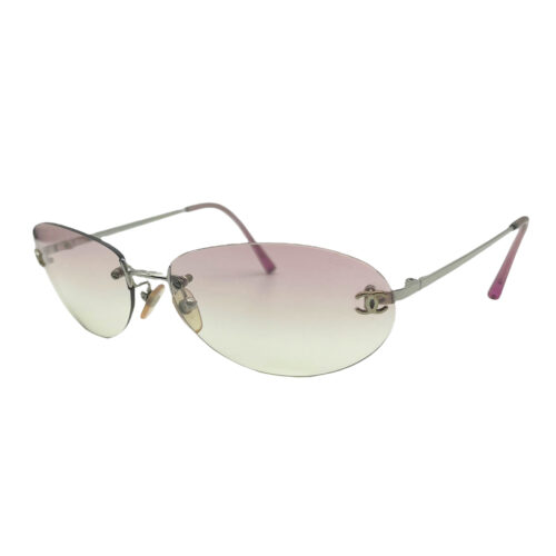 Vintage Chanel Rimless Ombre Tinted Sunglasses in Baby Pink | NITRYL
