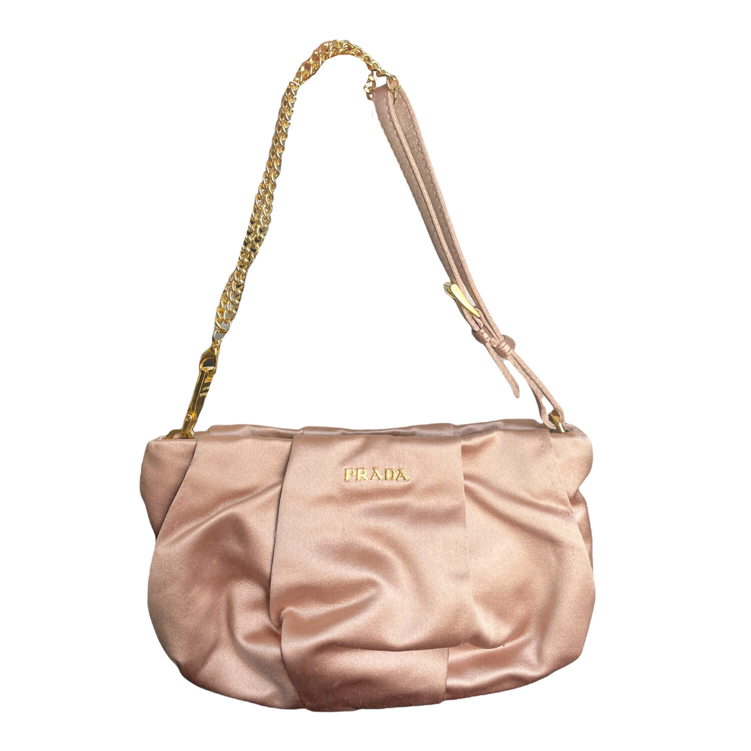 Vintage Prada Satin Mini Shoulder Bag in Baby Pink | NITRYL