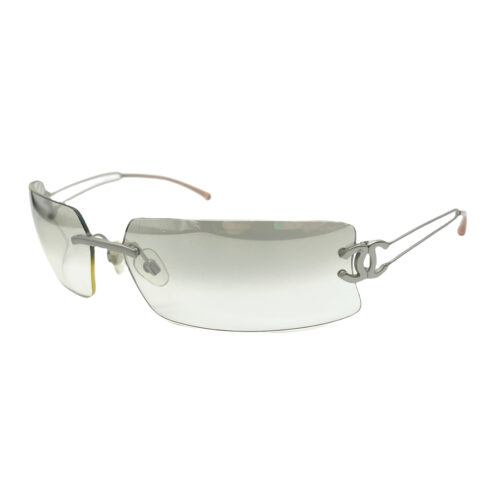 Vintage Chanel Rimless Slimline Sunglasses in Clear and Silver | NITRYL