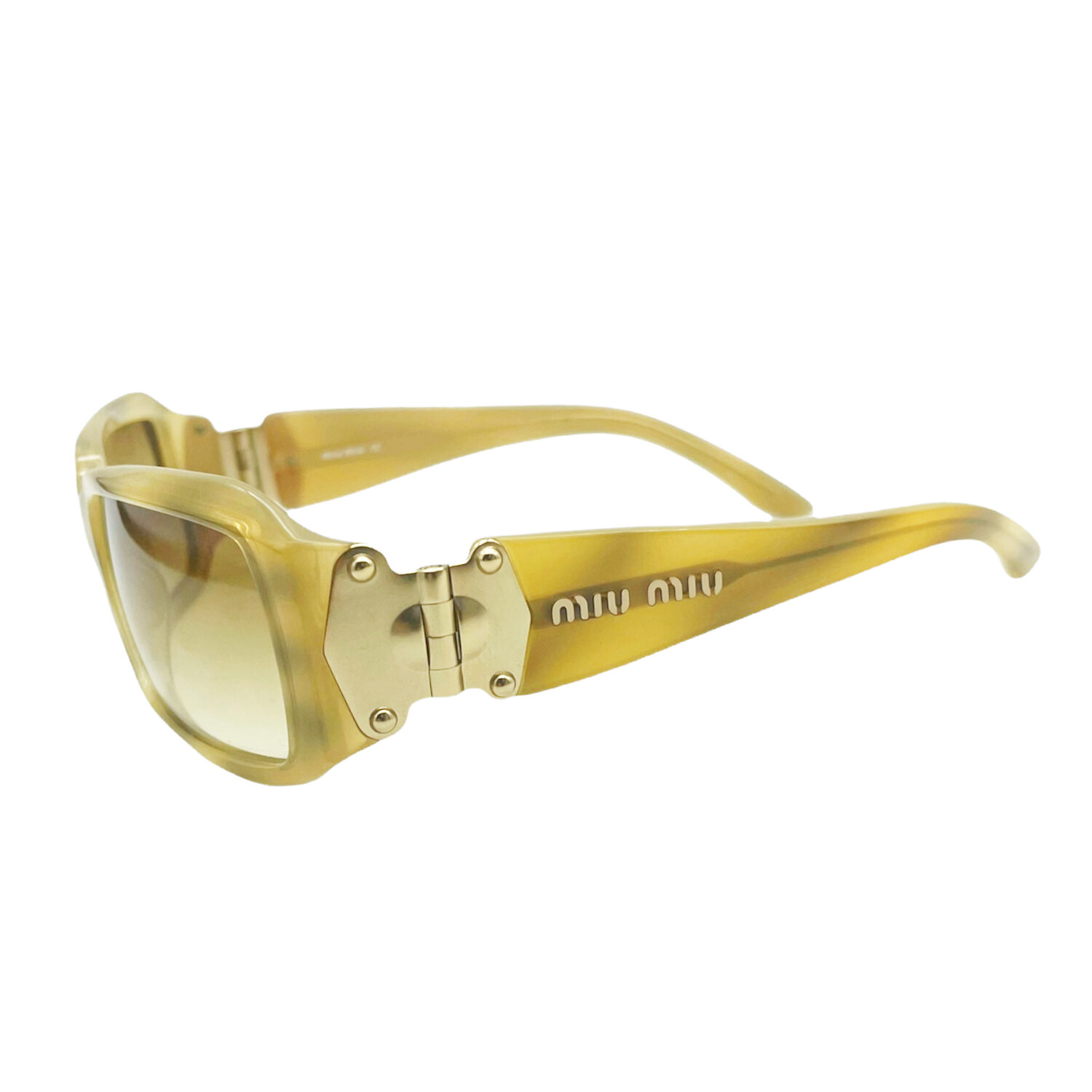 Vintage Miu Miu Chunky Logo Sunglasses in Beige | NITRYL