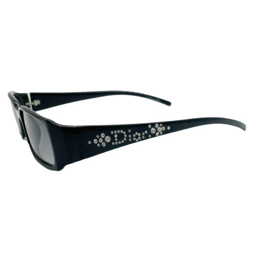 Vintage Dior Crystal Logo Slimline Sunglasses in Black | NITRYL