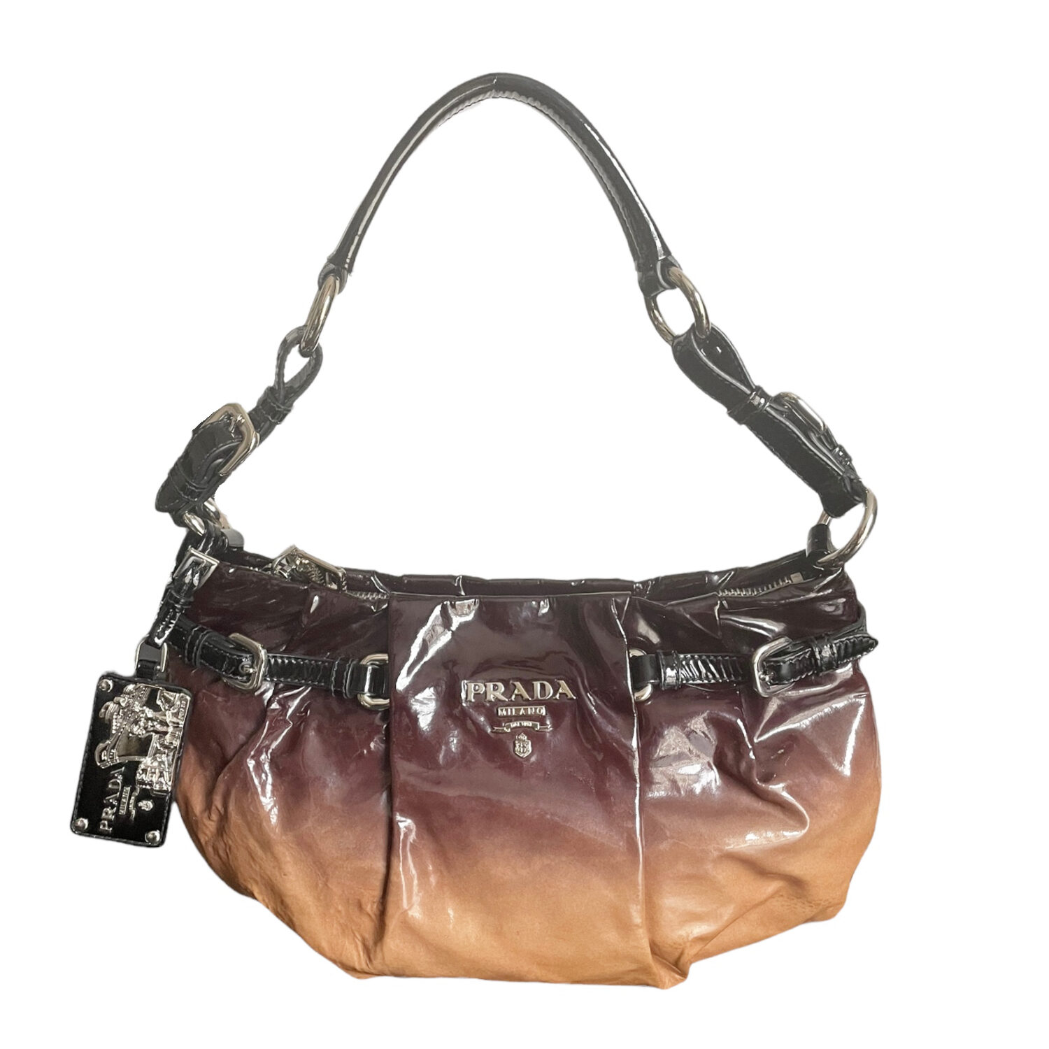 Vintage Prada PVC Ombre Shoulder Bag in Maroon/Brown | NITRYL