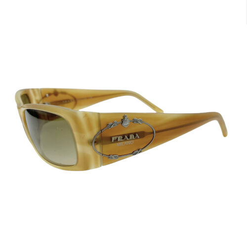 Vintage Prada Chunky Logo Sunglasses in Tan / Beige | NITRYL