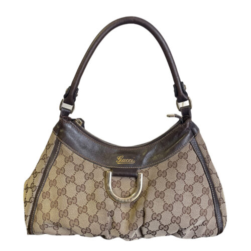 Vintage Gucci Monogram Hobo Shoulder Bag in Beige / Brown | NITRYL