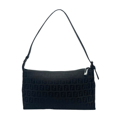 Vintage Fendi Monogram Shoulder Baguette Bag in Black | NITRYL