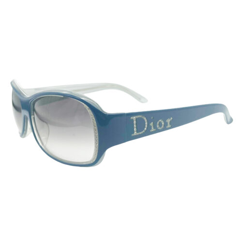 Vintage Dior Chunky Diamante Logo Sunglasses in Blue | NITRYL