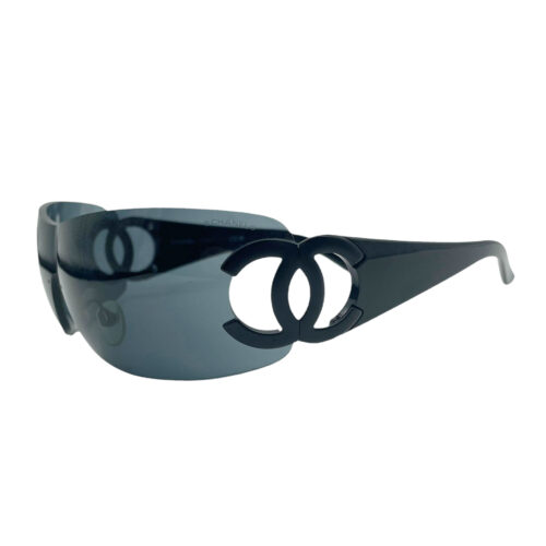 Vintage Chanel Rimless CC Shield Sunglasses in Black | NITRYL