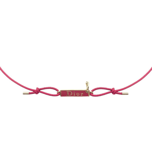 Vintage Dior Elastic Piercing Choker Necklace in Red and Gold | NITRYL