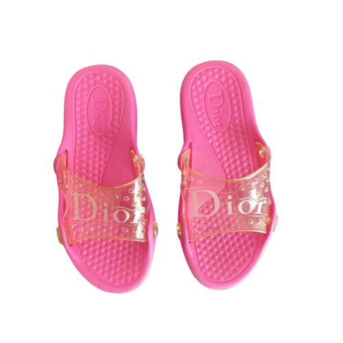 Vintage Dior Logo Rubber Pool Slides in Pink UK 6 | NITRYL