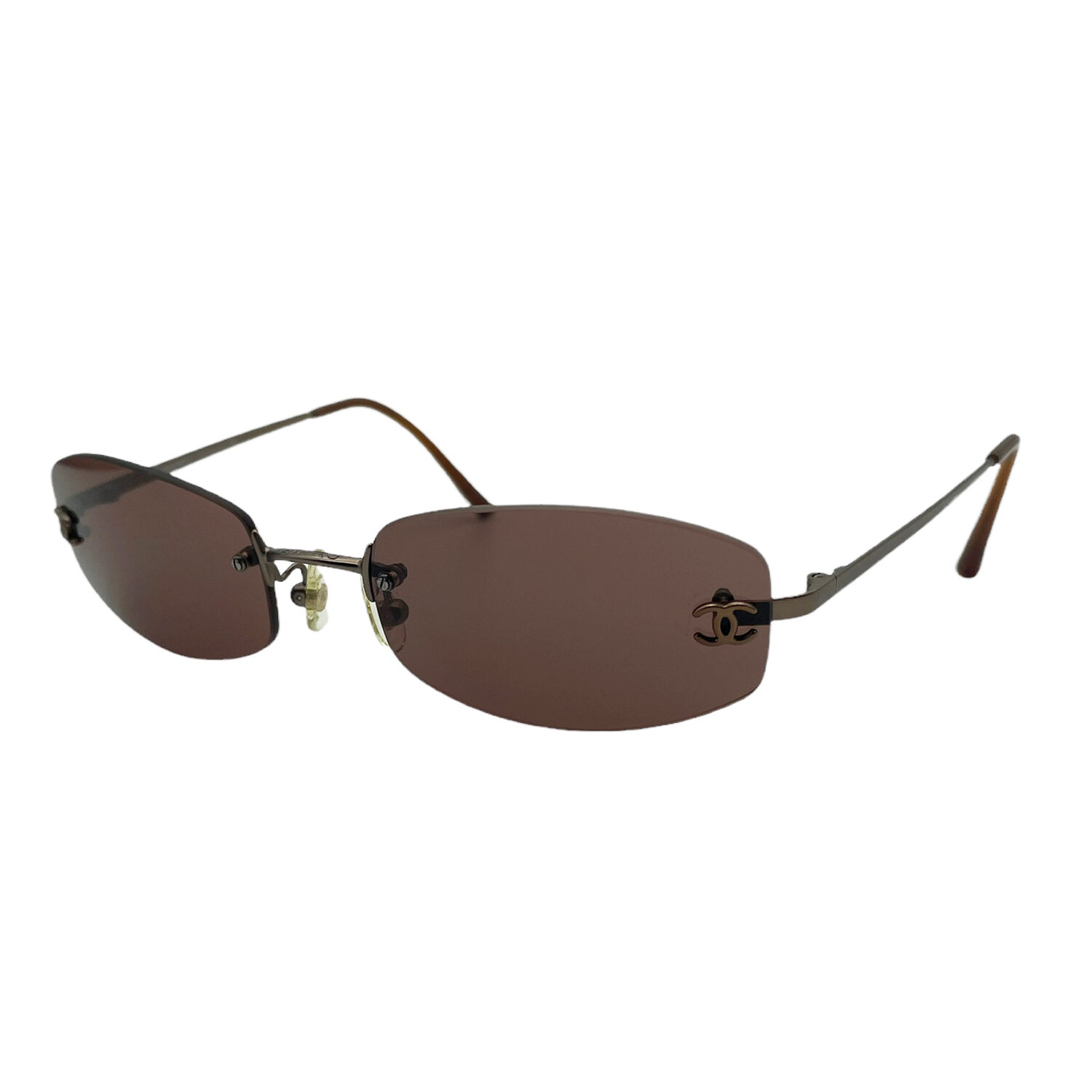 Vintage Chanel Rimless Sunglasses in Brown | NITRYL