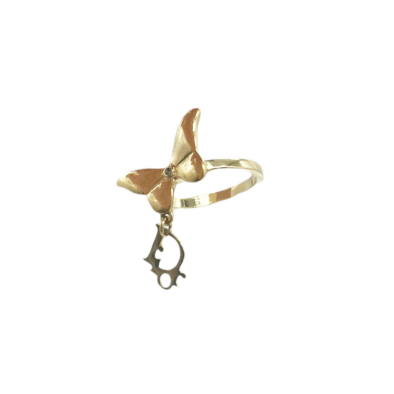 Vintage Dior Butterfly Logo Ring in Gold | NITRYL