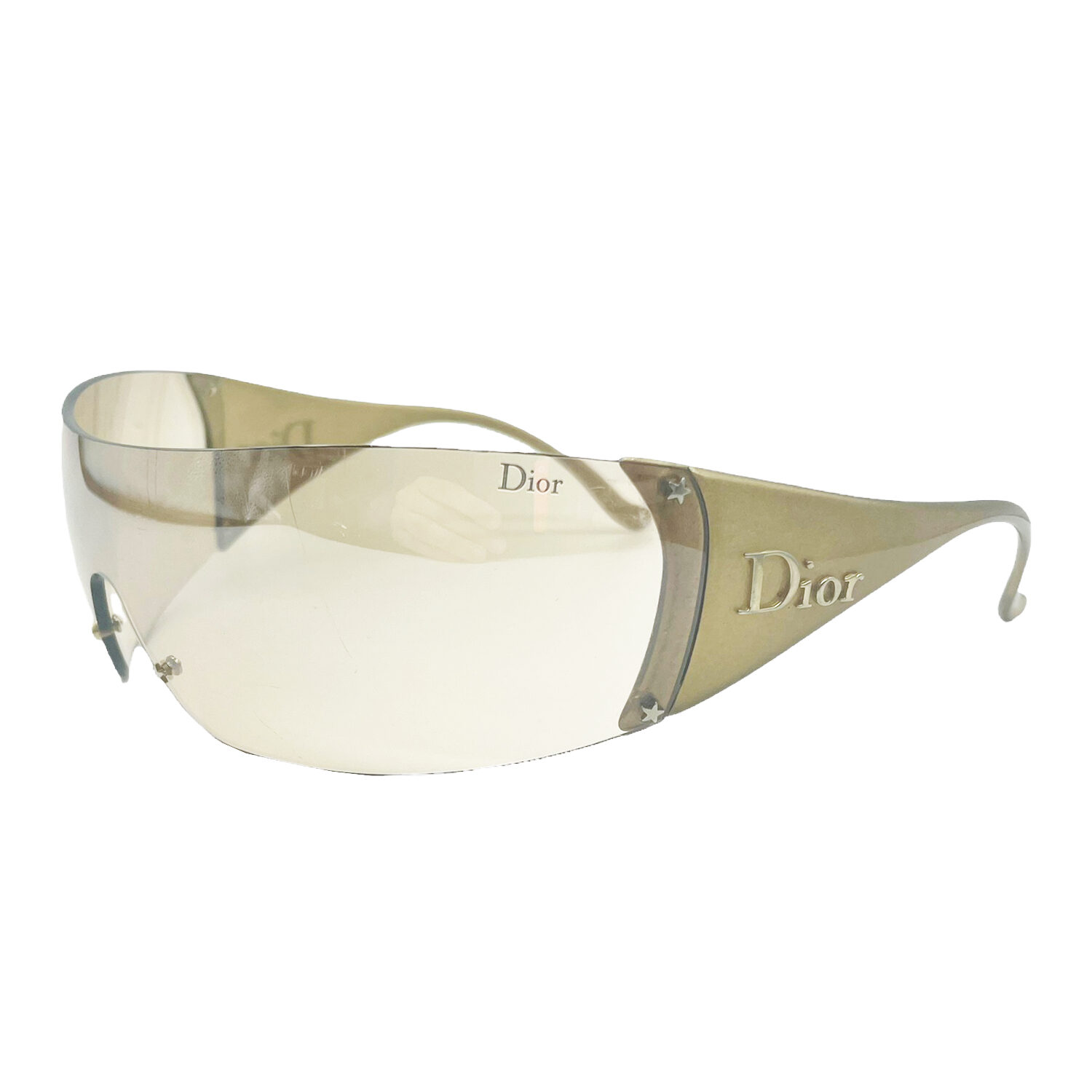 Vintage Dior Ski Rimless Shield Sunglasses in Gold | NITRYL