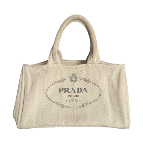 Vintage Prada Canvas Canapa Tote Bag in Beige / Cream | NITRYL