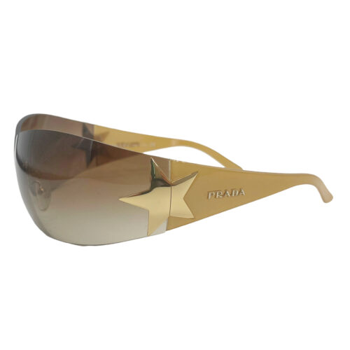 Vintage Prada Star Shield Sunglasses in Gold / Brown | NITRYL