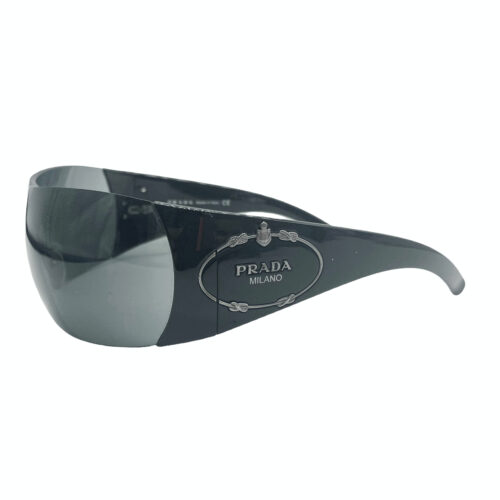 Vintage Prada Rimless Shield Sunglasses in Black | NITRYL
