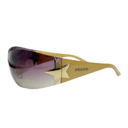 Vintage Prada Rimless Star Shield Sunglasses in Gold / Purple | NITRYL