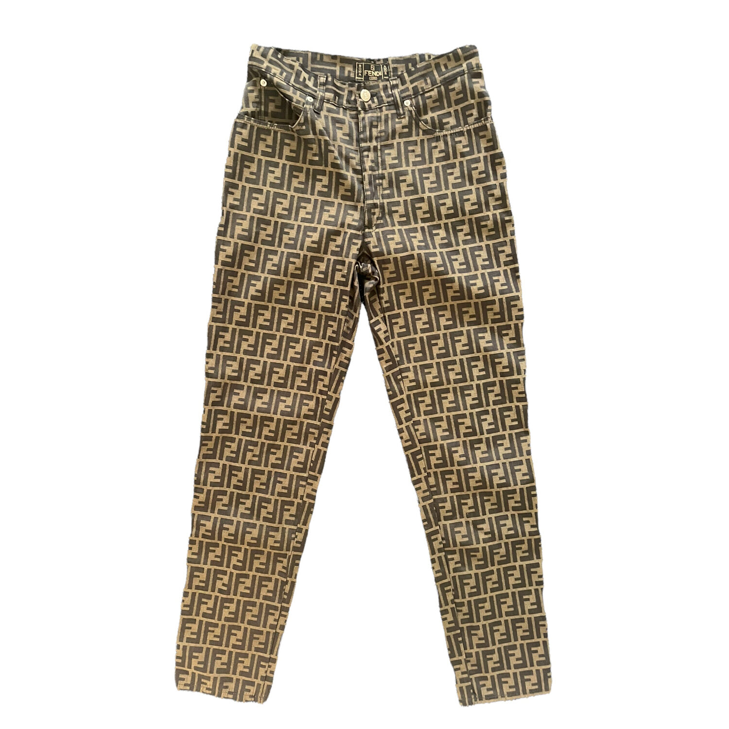 Vintage Fendi Zucca High Rise Trousers in Brown | NITRYL