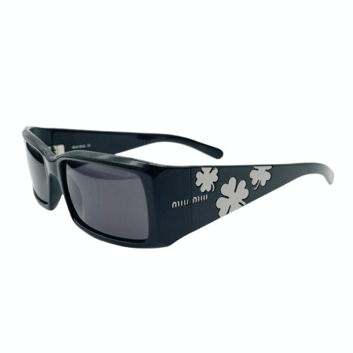 Vintage Miu Miu Chunky Logo Leaf Sunglasses in Black / Silver | NITRYL