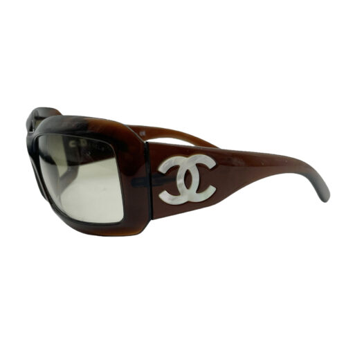 Vintage Chanel Chunky Logo Sunglasses in Brown | NITRYL
