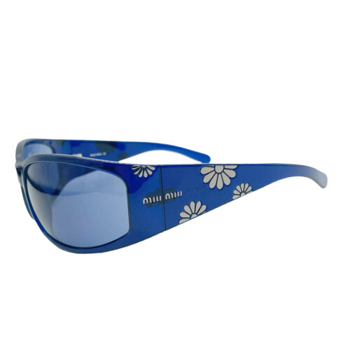 Vintage Miu Miu Chunky Floral Sunglasses in Blue / Silver | NITRYL