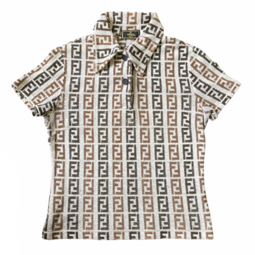 Vintage Fendi Monogram Terrycloth Polo Shirt | NITRYL
