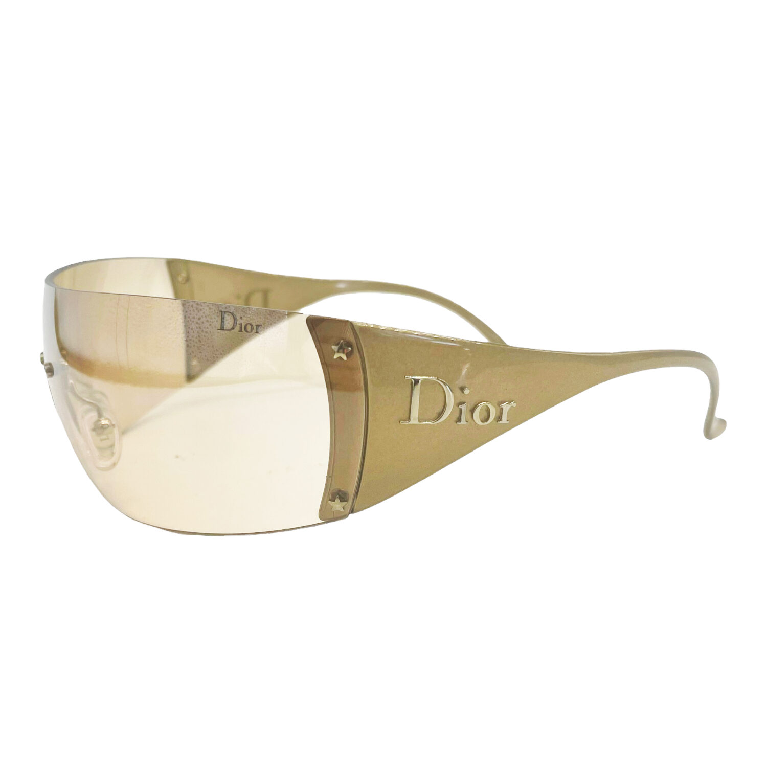 Vintage Dior Ski Rimless Shield Sunglasses in Gold | NITRYL