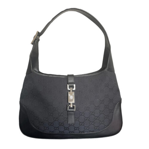 Vintage Gucci Monogram Jackie Shoulder Bag in Black | NITRYL