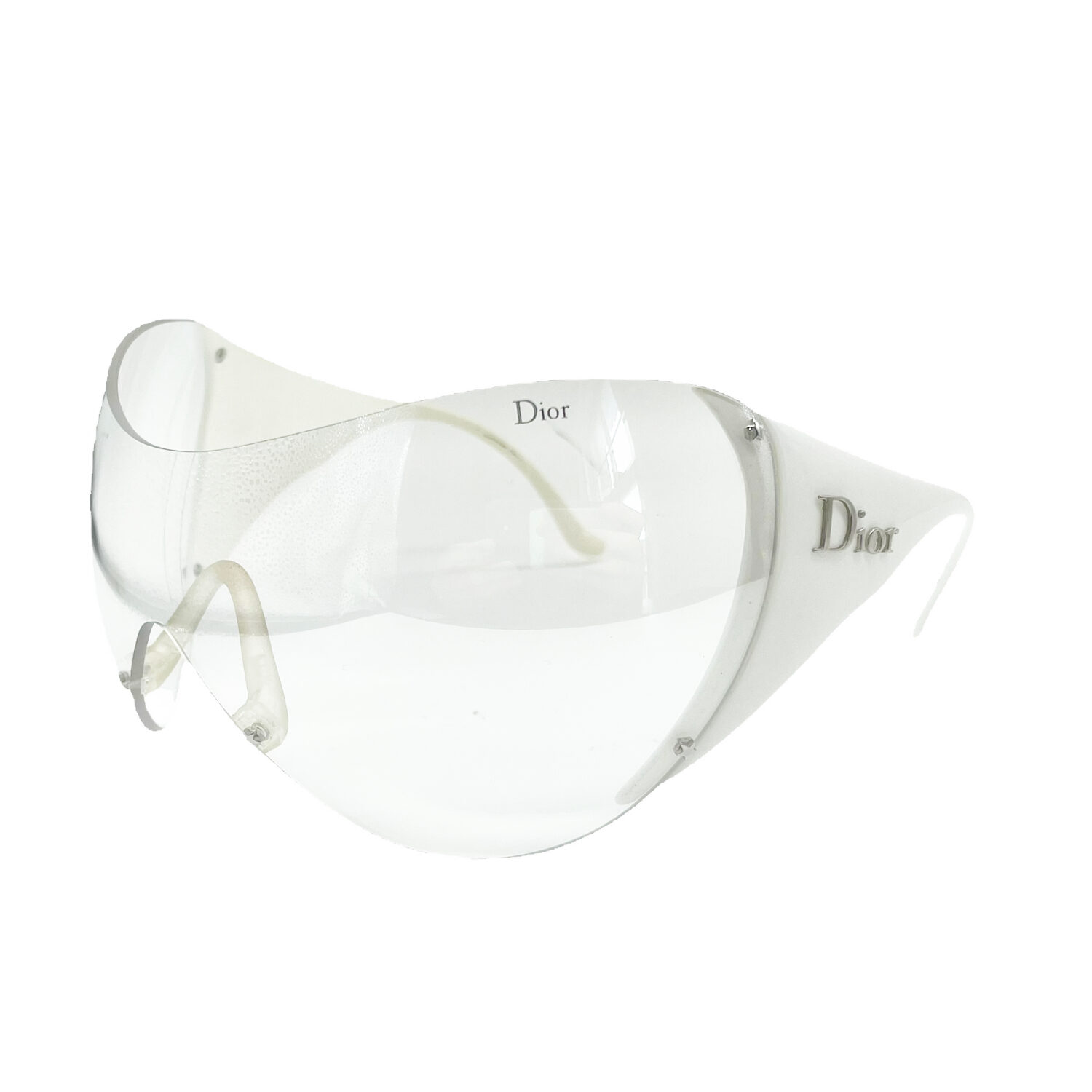 Vintage Dior Rimless Ski Shield Sunglasses in White | NITRYL